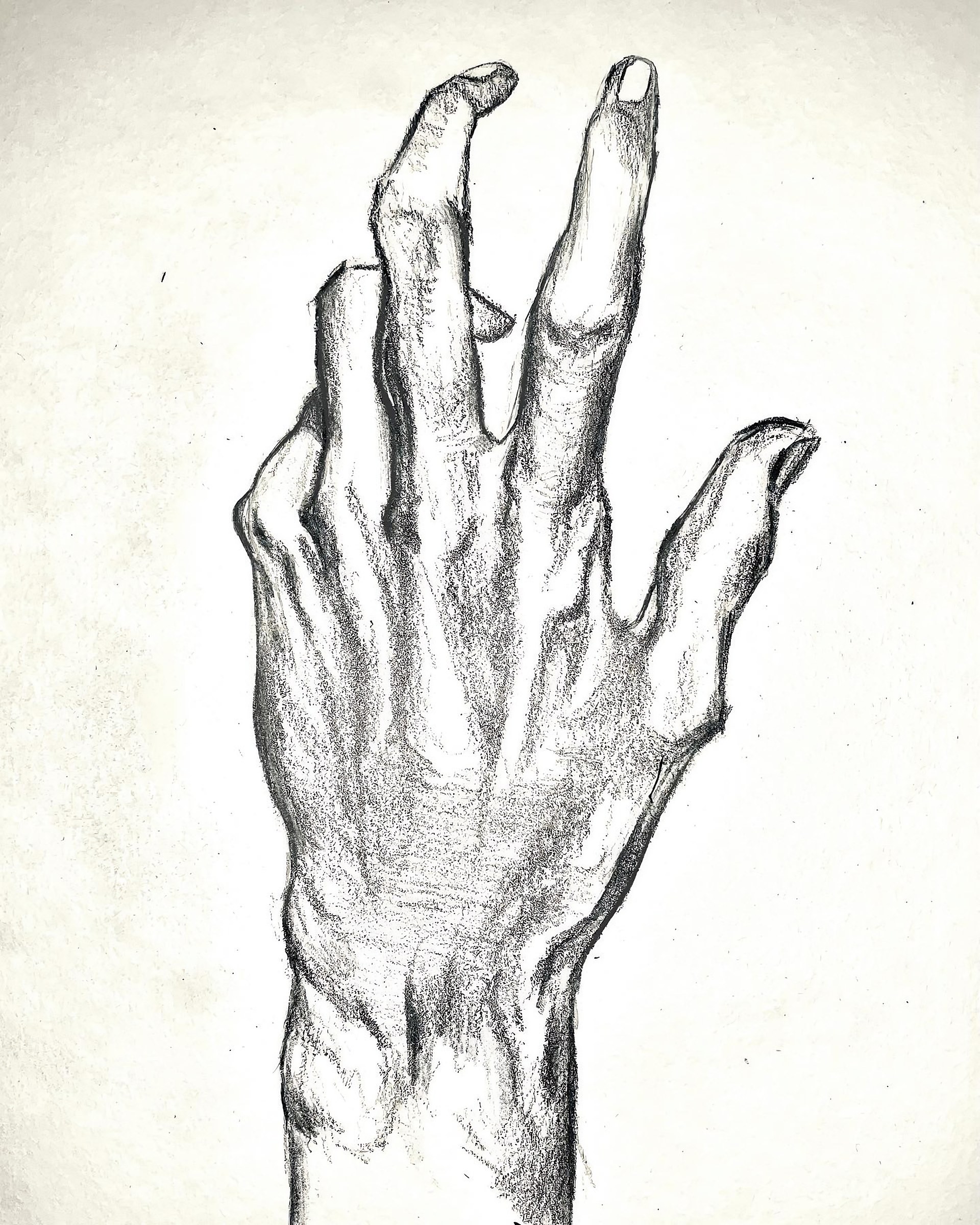 Graphite study of a reaching hand