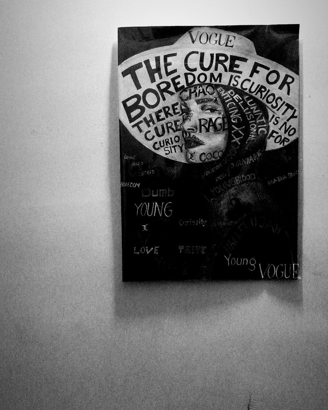 Typographic portrait reading The cure for boredom is curiosity